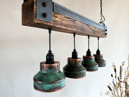 Industrial lighting , Copper lamp ,Patina Light fixture ,Rustic chandelier