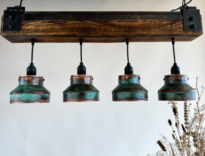 Industrial lighting , Copper lamp ,Patina Light fixture ,Rustic chandelier