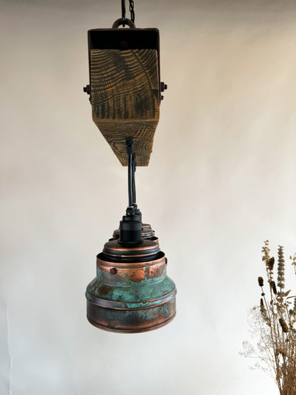 Industrial lighting , Copper lamp ,Patina Light fixture ,Rustic chandelier , Farmhouse lighting