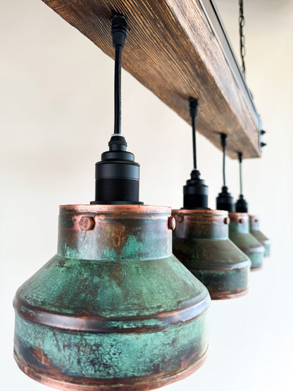 Industrial lighting , Copper lamp ,Patina Light fixture ,Rustic chandelier