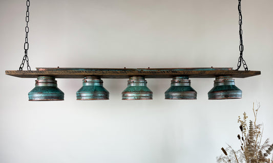 Industrial lighting , Copper lamp ,Patina Light fixture ,Rustic chandelier , Farmhouse lighting ,Pendant light, three bulbs