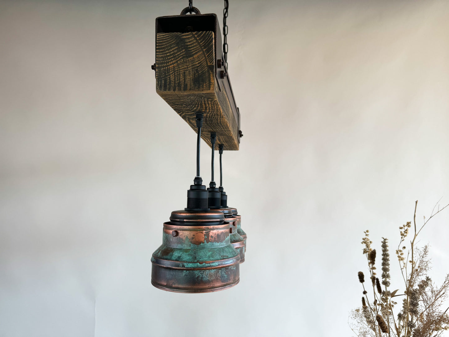 Industrial lighting , Copper lamp ,Patina Light fixture ,Rustic chandelier , Farmhouse lighting