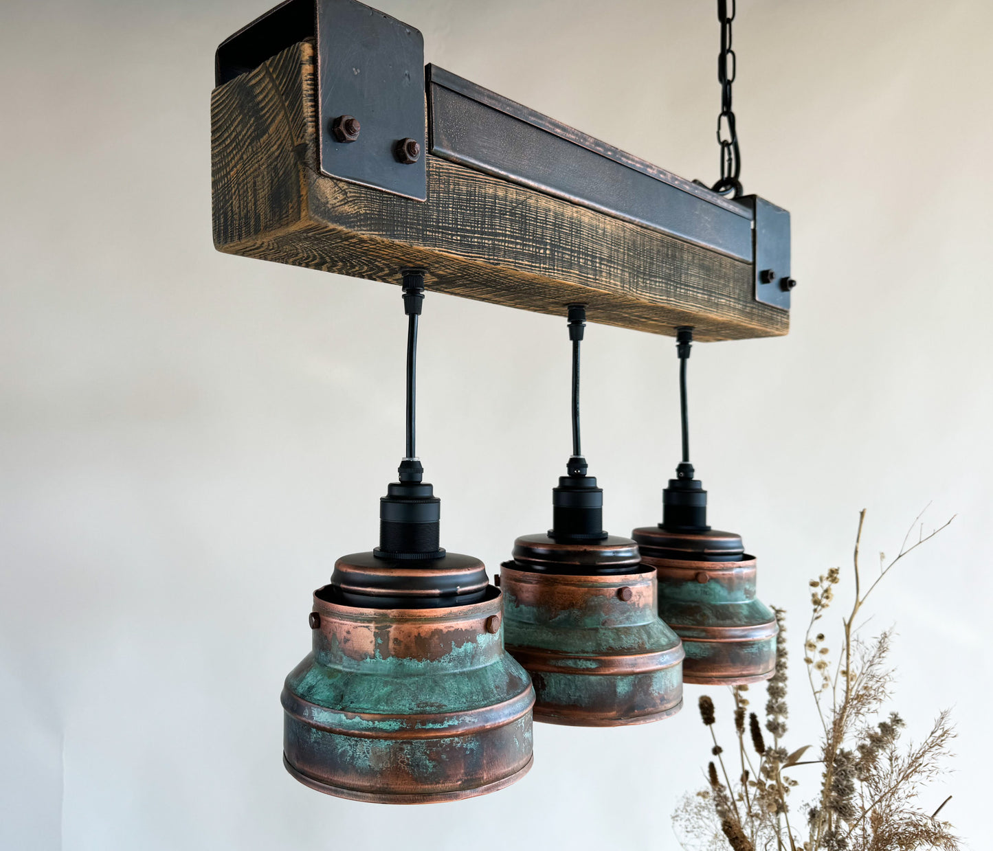 Industrial lighting , Copper lamp ,Patina Light fixture ,Rustic chandelier , Farmhouse lighting