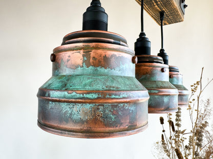 Industrial lighting , Copper lamp ,Patina Light fixture ,Rustic chandelier , Farmhouse lighting