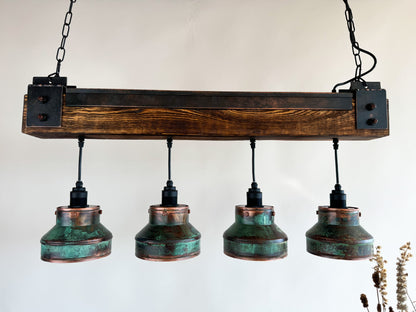 Industrial lighting , Copper lamp ,Patina Light fixture ,Rustic chandelier