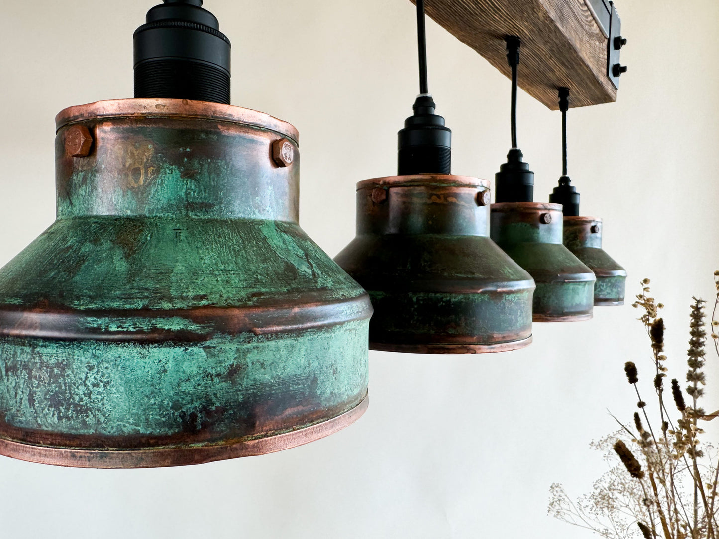 Industrial lighting , Copper lamp ,Patina Light fixture ,Rustic chandelier